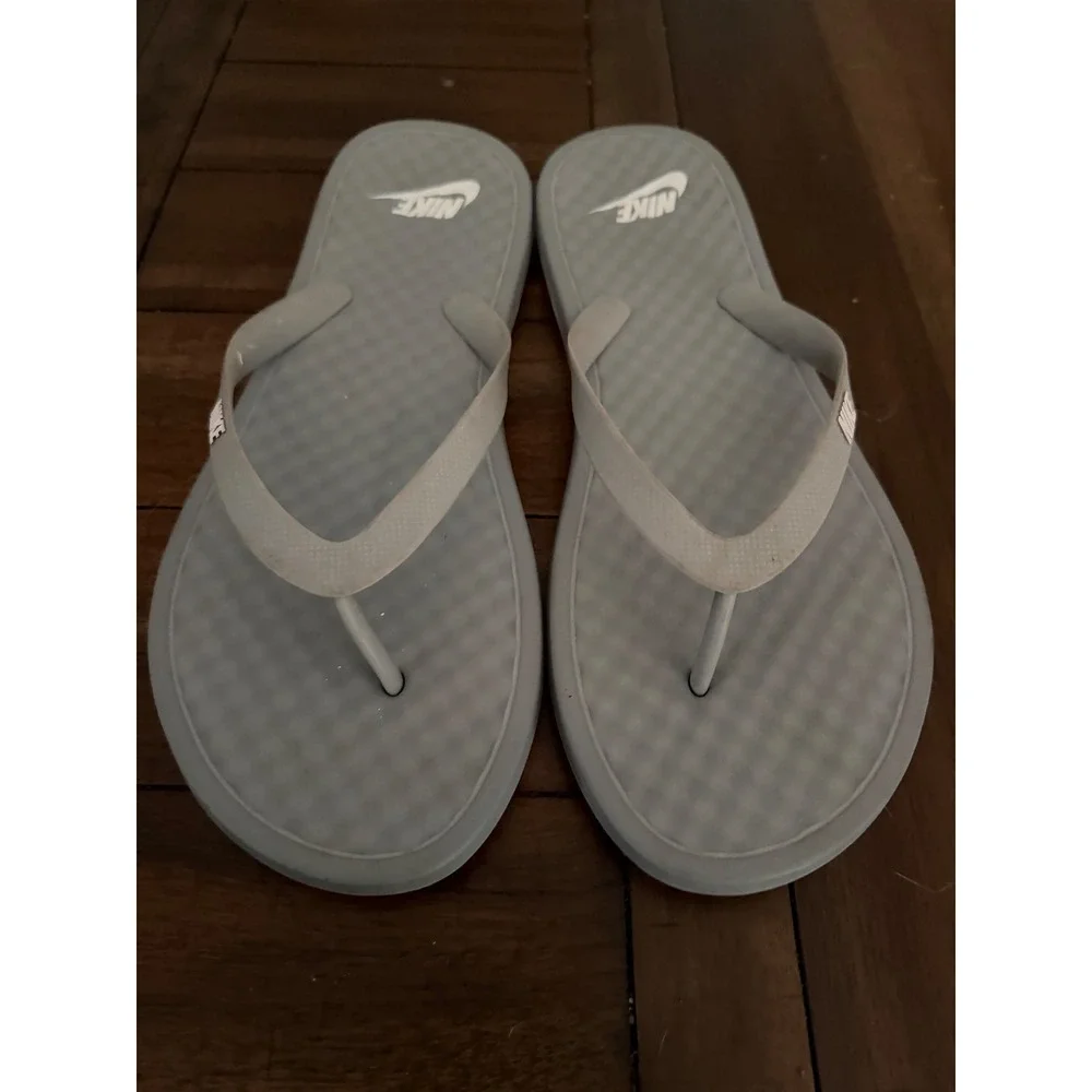Nike Solarsoft Thong II Grey White Mens Flip Flop Sandals 488160-012